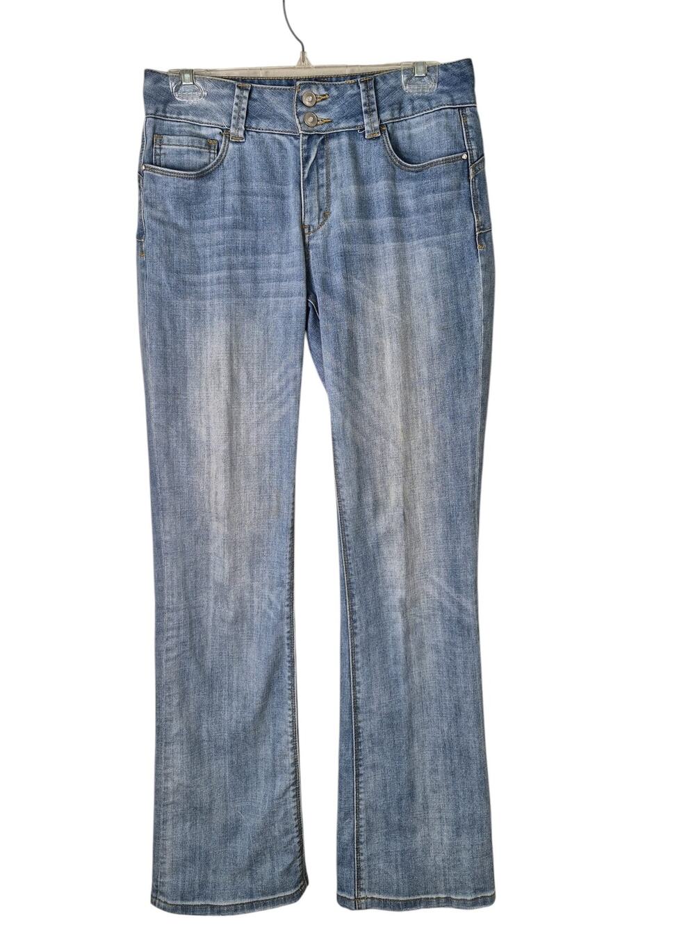 Boston Proper Jeans Womens Size 6 Boot Cut Distressed Denim Light Wash High Rise
